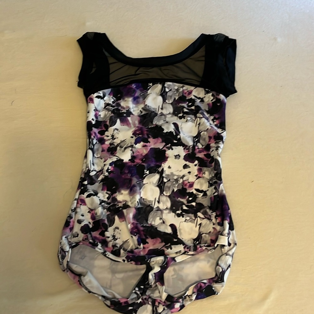 Handmade sheer top and back floral leotard